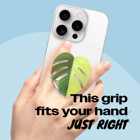 On The Grip OnTheGrip Cute Acrylic Tropical Leaf Design Collapsible Expandible Mobile Phone Grip Stand Holder