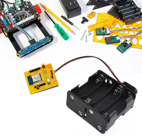 SDTC Tech 2-Set 8X 1.5V AA Battery Holder and I Type Snap Connector Kit, 12 Volt Plastic Battery Case Box