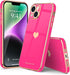 Teageo Cute Love Heart Case for iPhone 14 Plus - Luxury Plating Soft Bling Back Cover with Raised Full Camera