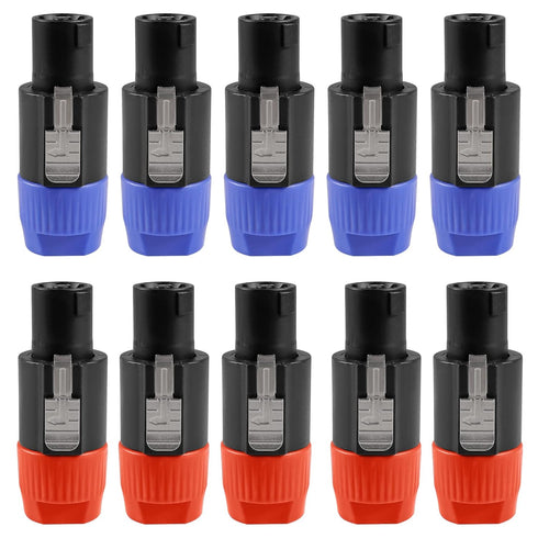 4-Pole 4Pin NL4FC Connector, Ohm Plug Speaker Audio Cable Adapter Compatible with Neutrik Speakon (5pcs Orange + 5pcs