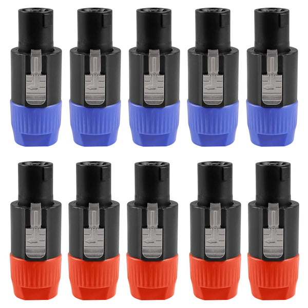 4-Pole 4Pin NL4FC Connector, Ohm Plug Speaker Audio Cable Adapter Compatible with Neutrik Speakon (5pcs Orange + 5pcs