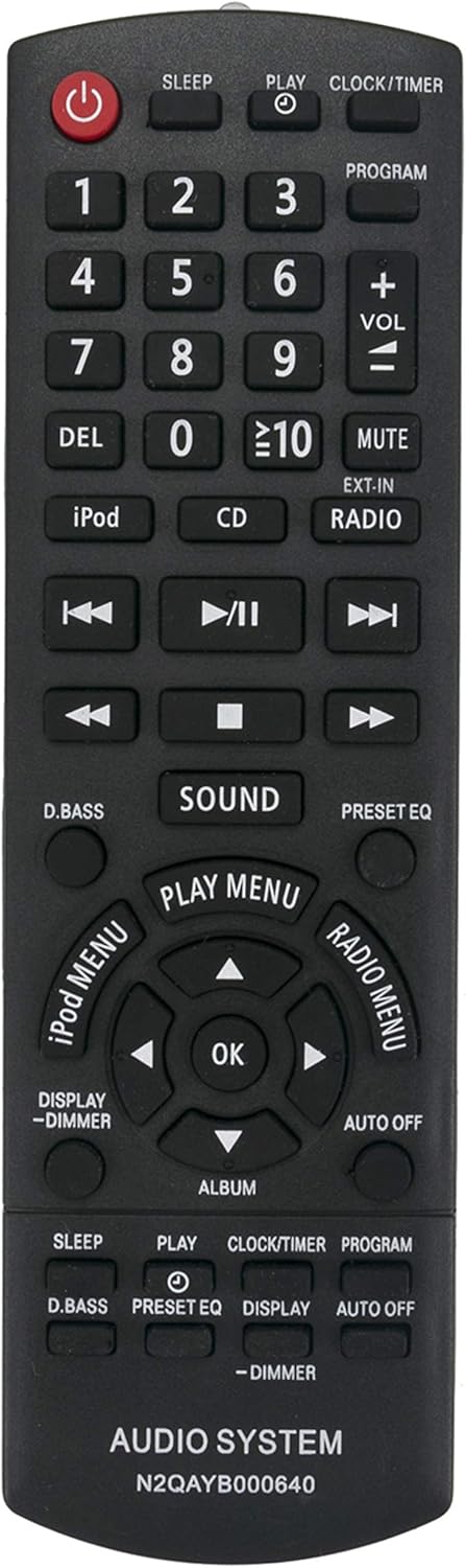N2QAYB000640 Replaced Remote for Panasonic SC-HC25 SA-HC25 SC-PM500 SA-PM500 SB-PM500 Compact Stereo System