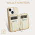 ZVE Wallet Case for iPhone 13 - Credit Card Holder, Zipper RFID Blocking Leather Case with Wrist Strap - Beige