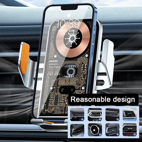 Wireless Car Charger Mobile Phone Holder, Fast Auto Clamping Bracket for 5.74in-6.49in Phones, Universal Dashboard Mount