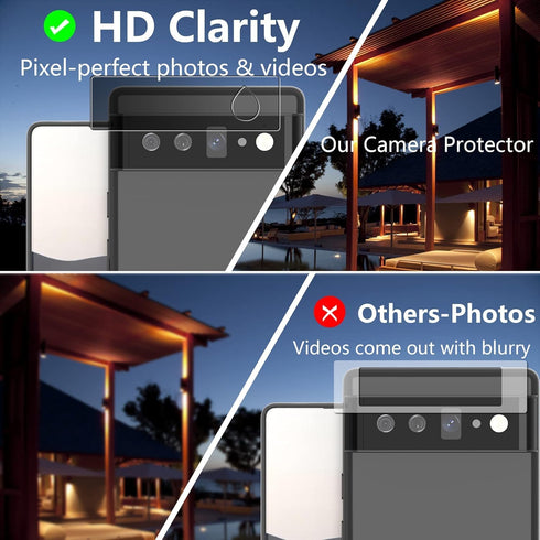 2 Pack 3D Tempered Glass Screen Protector for Google Pixel 6 Pro + 2 Pack Camera Lens Protector [Fingerprint