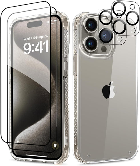 MIODIK Ultra Clear Case for iPhone 15 Pro Max 6.7" 2023, Slim Military-Grade, Anti-Yellowing + 2 Screen & Camera