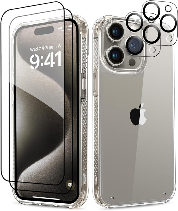 MIODIK Ultra Clear Case for iPhone 15 Pro Max 6.7" 2023, Slim Military-Grade, Anti-Yellowing + 2 Screen & Camera
