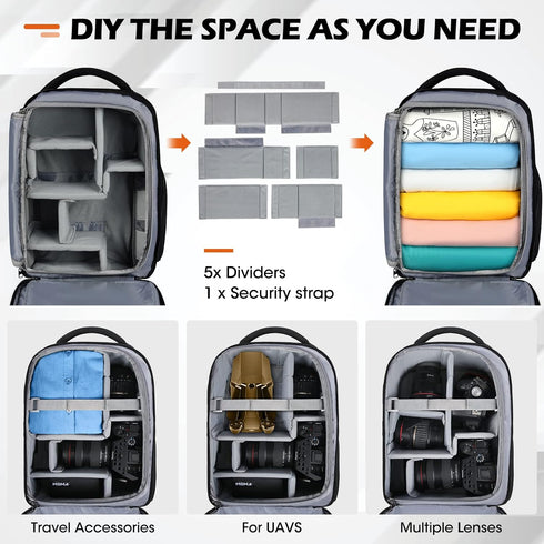 Professional Camera Bag Backpack for DSLR SLR Mirrorless Waterproof with Rain Cover, Anti Theft Travel Case