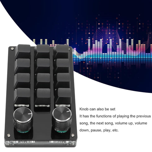 Zerodis Macro Mechanical Keyboard, One Handed 12 Key Multifunction DIY Programmable Keypad for Office Gaming