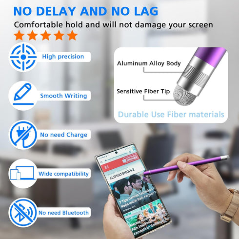 STYLUSLINK 5 Pack Stylus Pen for Touchscreen, Dual Fiber Stylus, High Sensitivity and Precision, Universal Stylus Pen