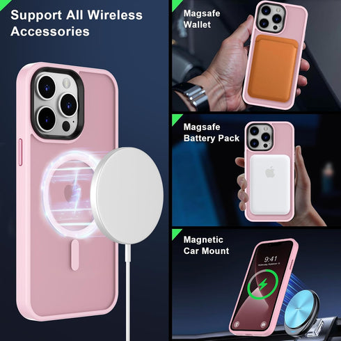iPhone 13 Pro Max Case MOCCA Strong Magnetic, Slim Thin Shockproof Cover with Glass Screen Protector & Camera Lens