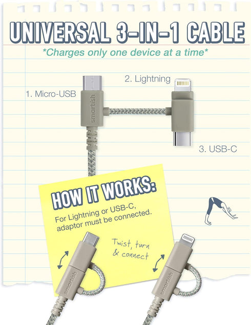 Smartish Crown Joule USB-C/Lightning Cable - 6ft Fast Charging for iPhone 15/14/13/12/SE/iPad/AirPods/Android - Tan