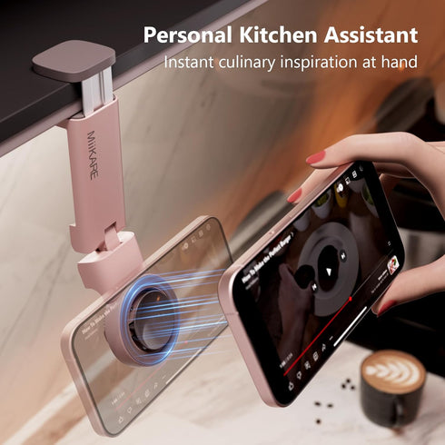 MiiKARE Phone Holder for Magsafe, Universal Handsfree Mount for Airplane Travel, 360 Degree Rotation, Pink