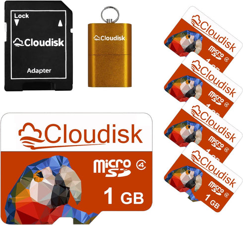 Pack of 5 Parrot-Prime 1GB Micro SD Card Flash Memory Card with SD Adapter, Card Reader
