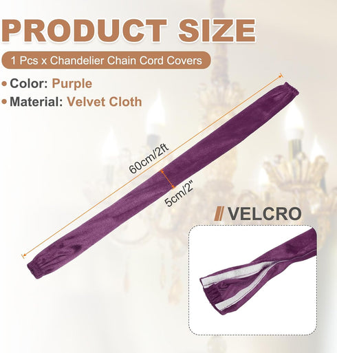 2ft PATIKIL Chandelier Chain Cord Cover, Velvet Cloth Fabric Chain Sleeve Decorative Cord Covers for Chandelier Wires