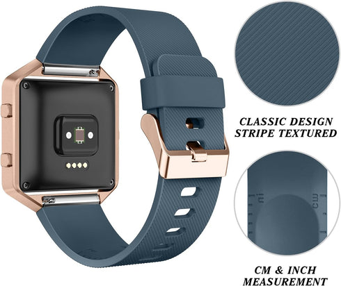 LEEFOX 10 Pack Compatible Fitbit Blaze Bands with Rose Gold Frame, Sport Silicone Replacement Strap for Large