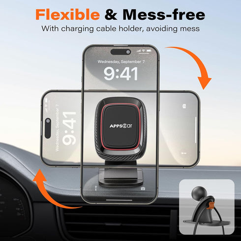 APPS2Car 360 Magnetic Phone Holder for Car, Dashboard Magnetic Car Mount, Rotation Magnet Phone Mount with Strong VHB