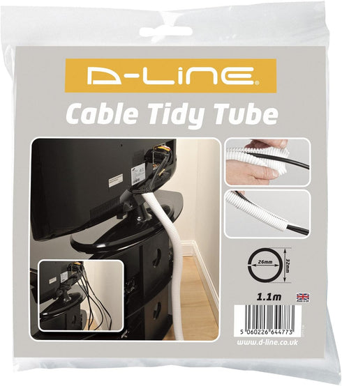 D-Line White 43in Cable Sleeve, Flexible Wire Protector Tubing, 1.26in Diameter