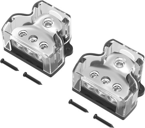 3 Way Power Distribution Block Car Audio Splitter, 1x 0 Gauge In / 3X 4 Gauge Out Ground Distribution Block Amp, 2 Pack