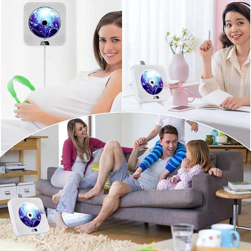 Portable CD Player with Bluetooth, Wall Mountable, FM Radio, Built-in Speakers, USB Port, AUX Input