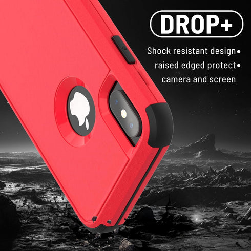 Heavy Duty Drop Protection Case for iPhone XR, 3-Layers Rugged Case with Tempered Glass Screen Protector