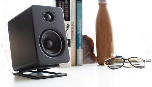 Kanto S2 Tilted Desktop Speaker Stands for Small Speakers & Compact Studio Monitors, Black