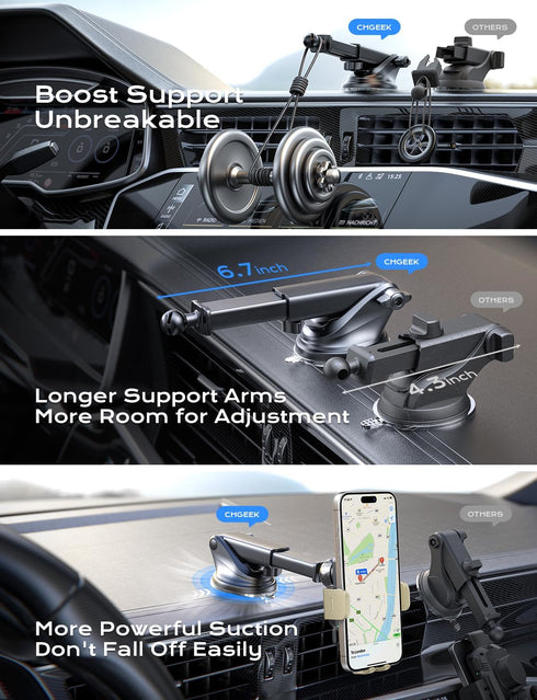 CHGeek Wireless Car Charger, 15W Fast Charging Auto Clamping Phone Mount for iPhone and Samsung Galaxy