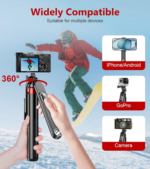 Huryfox 71 inch Selfie Stick Phone Tripod - Tall Cell Phone Holder with Detachable Wireless Remote, Phone Stand