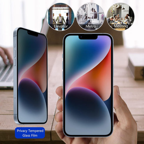 ProCase Tempered Glass Screen Protector 2 Pack for iPhone 14/13/13 Pro 6.1" - Privacy Film Guard, 2022/2021.