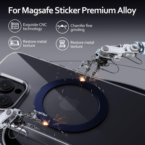 Magnetic Ring Sticker for Magsafe Phone Magnet 2 Pack, Upgrade Bulit-in Magnet for Wireless Charging, Car Holder, Universal Conversion MagSafe Adapter Kit, 2 Pack (Blue - Ti)