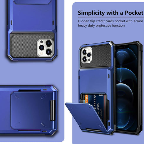 Vofolen iPhone 12 Pro Max Case 5G Wallet, 4-Card Slot Credit Card Holder Flip Hidden Pocket Dual Layer Hybrid Cover -