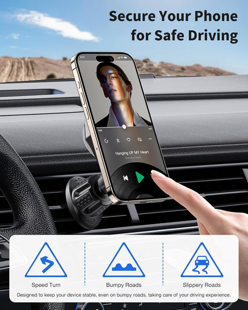 iGoevo 360 Socket Grip Vent Phone Mount Dual Hook Secure Air Vent Holder, Rotation U-Shaped Cradle Compatible