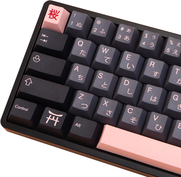 MOLGRIA Keycaps 136 Set Night Sakura - Custom PBT Cherry Profile Key Caps for Full Sized Keyboard, Keycap Puller