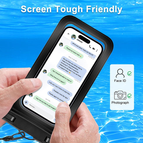 2 Pack Waterproof Phone Pouch with Adjustable Lanyard for iPhone 15 14 13 12 Pro Max, Samsung Galaxy S24/S23, Black