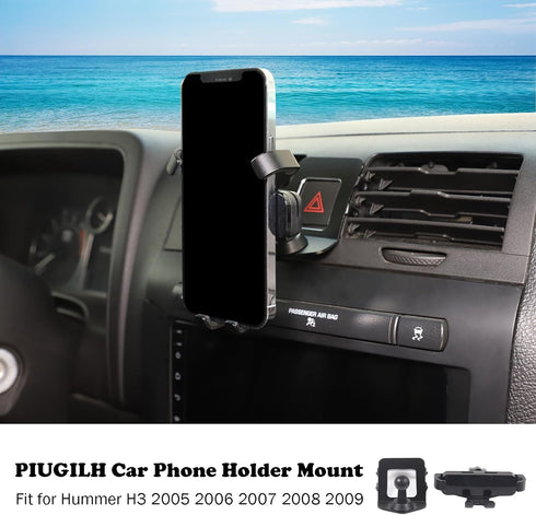 PIUGILH Car Phone Holder Mount for Hummer H3 2005-2009, Interior Accessories, Aluminum Alloy Car Center Air Vent Double
