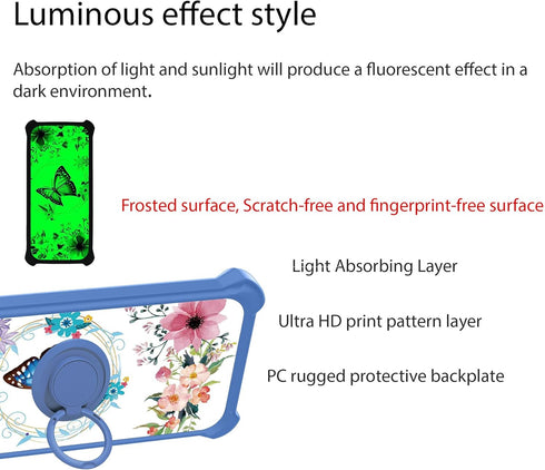 jioeuinly BLU G53 Case Compatible with Pinwheel Genesis 1, with Tempered Glass Screen Protector, Ring Support, Luminous