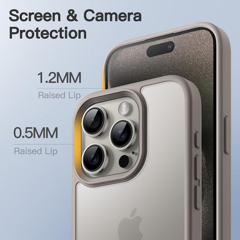 JETech iPhone 15 Pro Case 6.1-Inch, Shockproof Military Grade, Frosted Translucent Back, Anti-Fingerprint (Natural