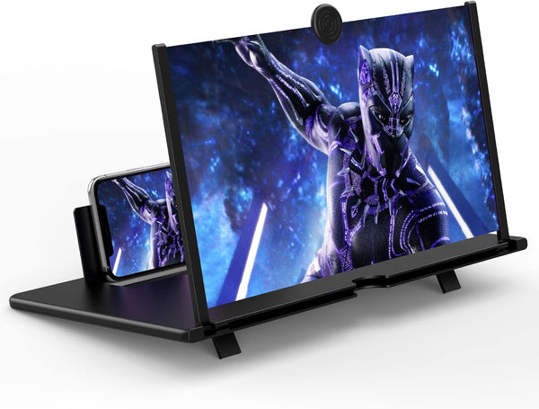 18" Screen Magnifier for Cell Phone, 3D HD Projector Screen Enlarger with Foldable Phone Stand Holder
