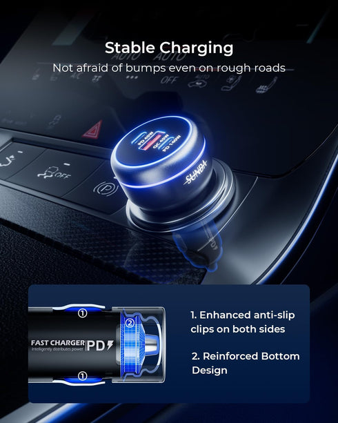 SUNDA 230W USB C Fast Car Charger, 3-Ports Multiple Car Charger Adapter, Fast Charging Compatible with iPhone and