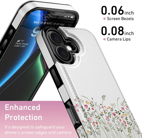 Goodon 17 3 for iPhone Case Wallet - Flip Folio Leather Cover with Trendy Floral Design, Card Slots & Kickstand