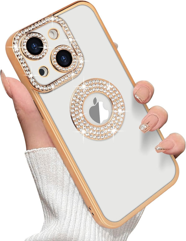 Losin Compatible with iPhone 15 Glitter Case with Logo View for Women Girls