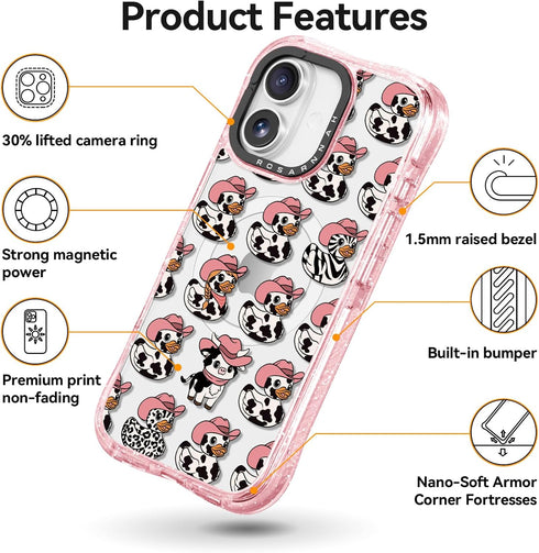 Rosarnnah 17 20 (6.3") for iPhone Case Cute - Compatible with Magsafe - Military-Grade ft Drop Protection Shockproof