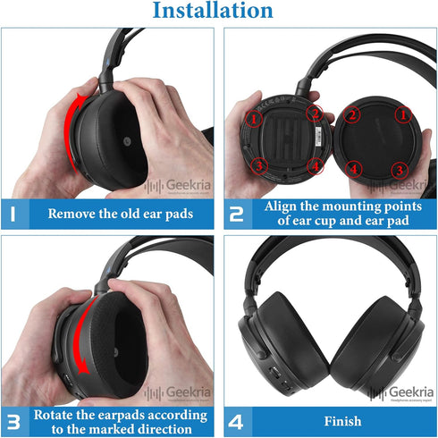 Geekria Sport Cooling Gel Replacement Ear Pads for Audeze Maxwell Wireless Headphones, Black Mesh Fabric Ear Cushions