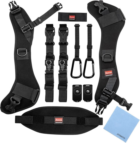 ztowoto Double Shoulder Camera Strap Harness, Quick Release Adjustable Tether Strap for DSLR SLR
