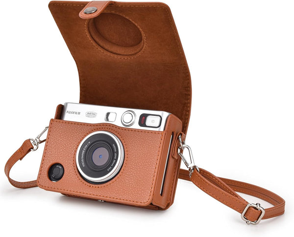 Rieibi Instax Mini EVO Case, Vintage PU Leather Protective Case for Fuji Instax Mini EVO Instant Camera - Brown