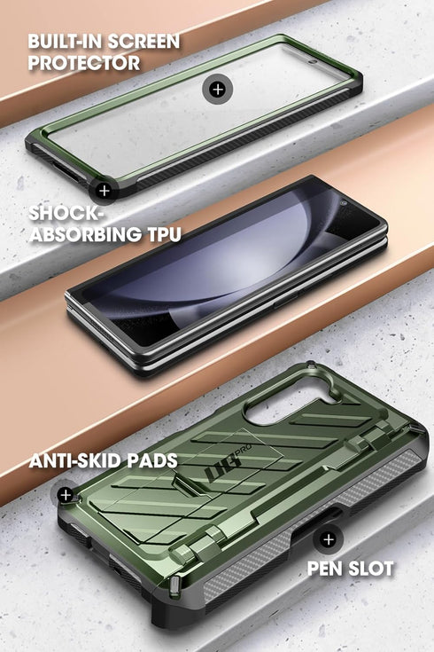 SUPCASE Galaxy Z Fold 5 Case - Unicorn Beetle Pro, Built-in Screen Protector & Stand, Military-Grade Protection