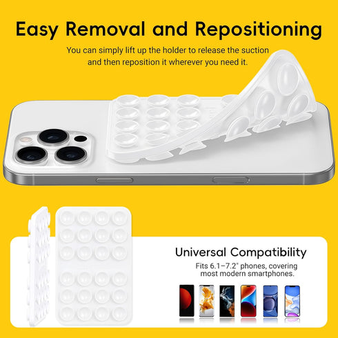 Anteel 2.36"x3.66" Double-Sided Silicone Suction Phone Case Mount, Enhanced Suction Cup Power and Thickened Grip