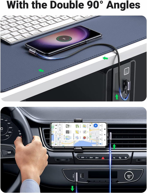 UGREEN 10FT USB to USB C Cable, 90 Degree Fast Charging for iPhone 15, Samsung Galaxy S10, Pixel 7, and more.