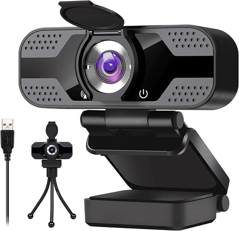 JORPETS Full HD 1080p Webcam with Privacy Shutter and Tripod, Video and Wide