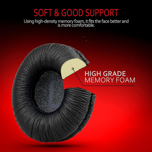 Universal Replacement Ear Pads for Sony MDR-ZX110, JBL Tune 600bt, Thicker Black Ear Cushions by Krone